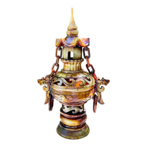 Antique Chinese Jade Censer With Stone Chain and Guardian Lions – Qing Dynasty
