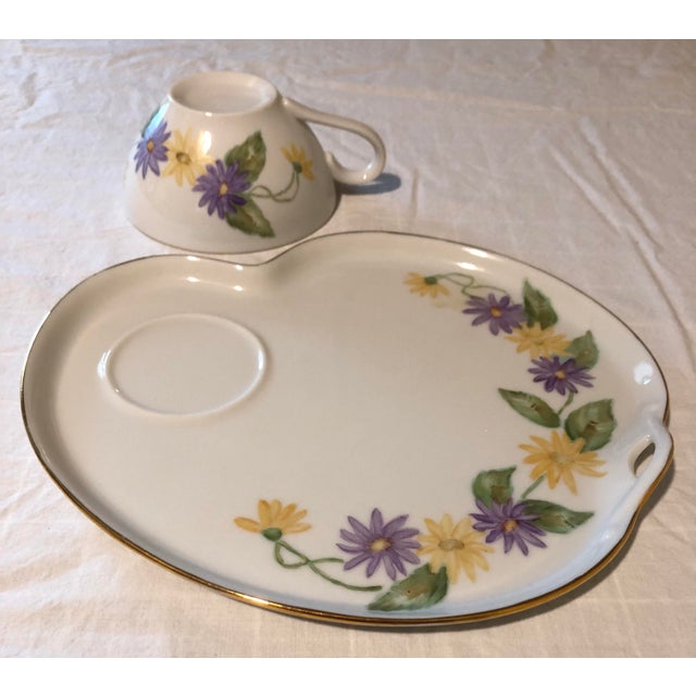 Ceramic 1960s Hand Painted Porcelain Tea/Coffee Dessert Set of 8 - 16 pcs For Sale - Image 7 of 10
