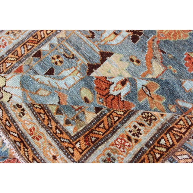 Antique Persian Malayer Rug With a Blue Field and Stylized Floral Design 3'4 X 4'11 For Sale - Image 11 of 12