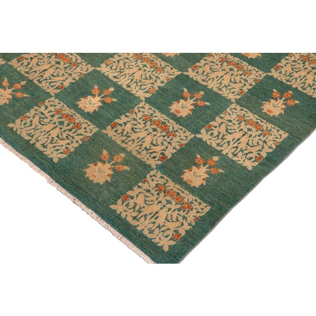 Bohemien Ziegler Green Tan Hand-Knotted Wool Rug - 9'11'' X 13'6'' For Sale In New York - Image 6 of 8