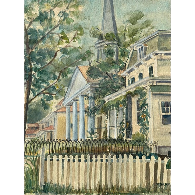 Vintage Nina Kickbusch Gibbons Framed Architectural Watercolor For Sale In Chicago - Image 6 of 12