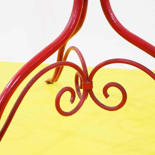 Red Metal Freestanding Coat Rack with Curved Hooks For Sale - Image 6 of 8