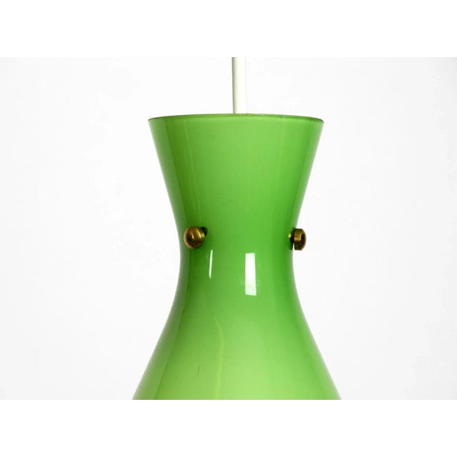 Mid-Century Austrian Green Glass Diabolo Pendant Lamp For Sale - Image 11 of 14