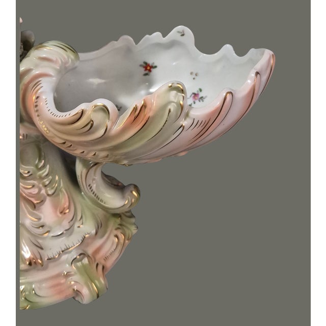 Antique Rococo Attributed Meissen Dresden Lady With Cherub Double Bowls For Sale - Image 4 of 15