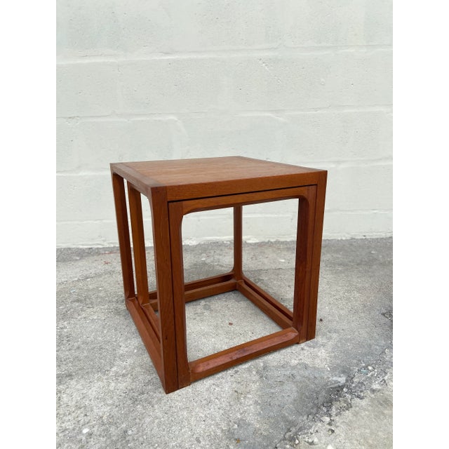 Brown Mid Century Modern Teak Nesting Tables | Set of Two by Kai Kristiansen For Sale - Image 8 of 12