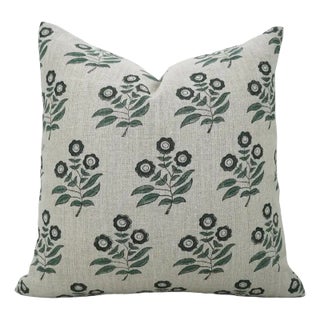 Block Print Thick Linen Cushion Cover 14x20 Inch Throw Pillow -Neha For Sale
