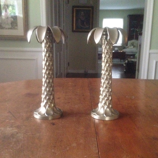 Vintage Brass Palm Tree Candle Holders A Pair Chairish
