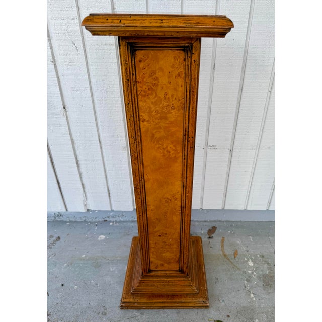 Italian Vintage Burled Wood Italian Florentia Sculpture Display Pedestal For Sale - Image 3 of 12