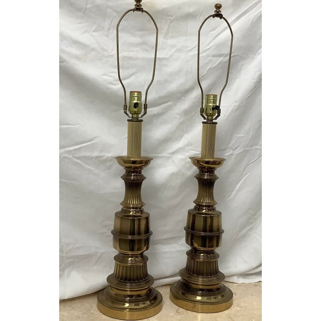 1970s Mid-Century Modern Brass Lamps - a Pair For Sale - Image 5 of 7