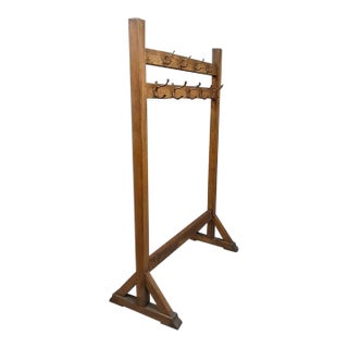 Incredible Antique Early 20th Century Arts & Crafts Mission Double Sided Oak Coat Rack For Sale