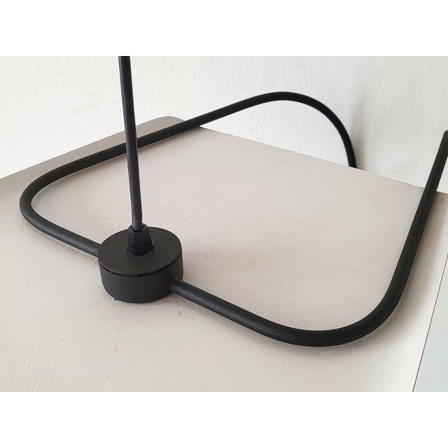 Metal Vintage Pendant Light in Steel by Lucien Gau, 1980s For Sale - Image 7 of 11