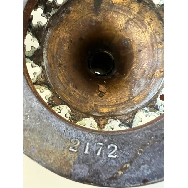 Early 20th Century Brass Metal Oil Lamp Glass Chimney Antique Wick For Sale - Image 9 of 13