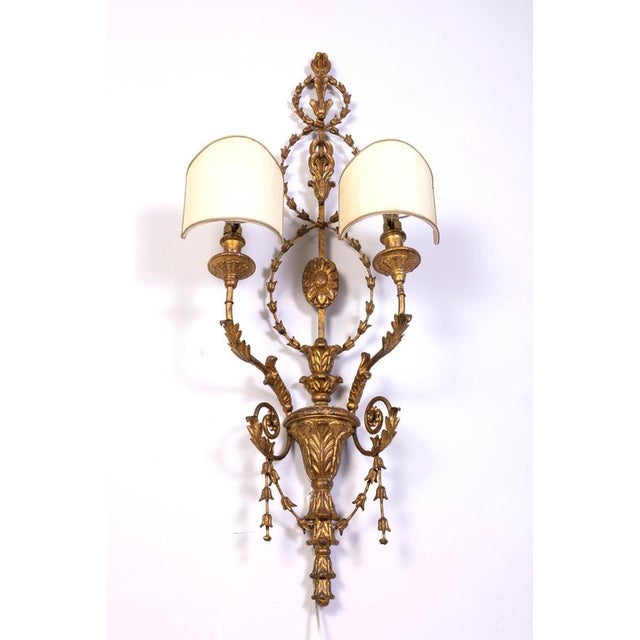 19th Century Italian Gilt-Wood Wall Lights Roma, 1840, Set of 2 For Sale - Image 6 of 14