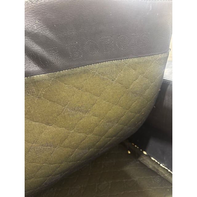 Roche Bobois Leather Lounge Chair With Ottoman For Sale - Image 10 of 10