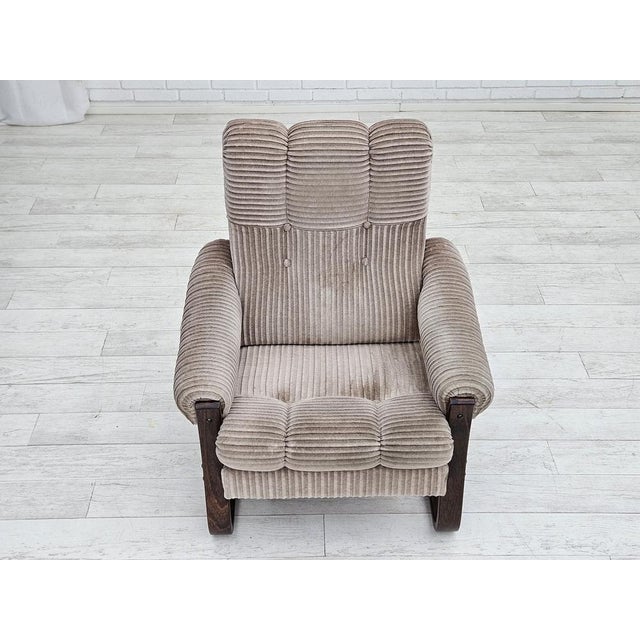 Danish Lounge Chair in Corduroy, 1970s For Sale - Image 9 of 18