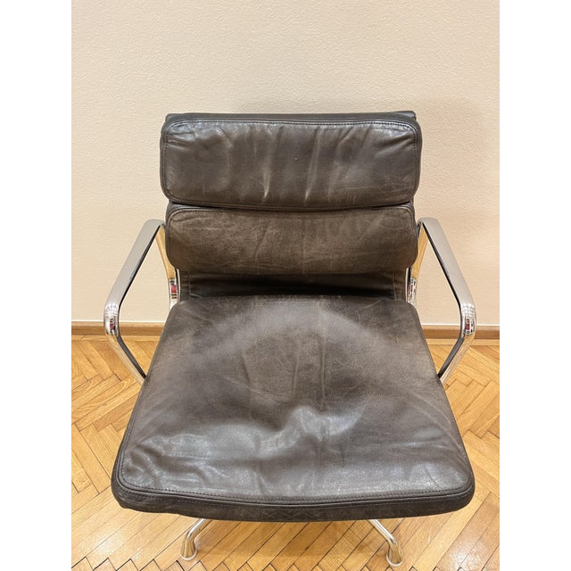 EA 207 Soft Pad Chair by Vitra in Dark Brown Leather, 1990s For Sale - Image 6 of 16