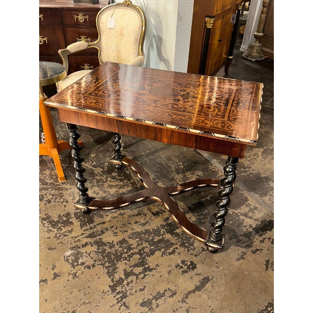 Brown 19th C. Italian Inlaid Mahogany Side Table For Sale - Image 8 of 8
