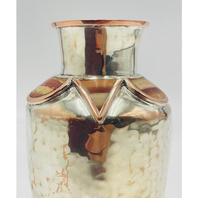 Vintage Silver Plated Flower Vase With Jasper Stone Inlay by Emilia Castillo For Sale - Image 12 of 16