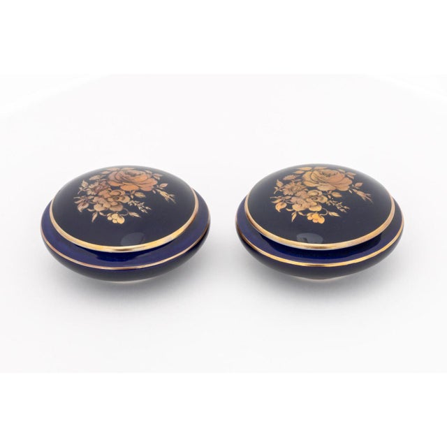 Group of Ten Cobalt Blue Porcelain Boxes, comprising: (4) four circular and gilt floral, marked "Royal Porzellan Bavaria /...