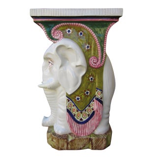 White Elephant Ceramic Garden Stool For Sale