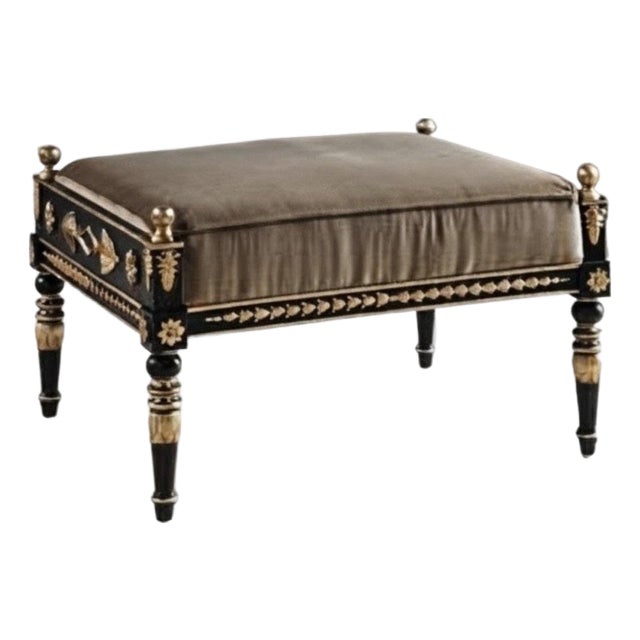 XVI-Style Parcel-Gilt and Ebonized Tabouret Ottoman For Sale