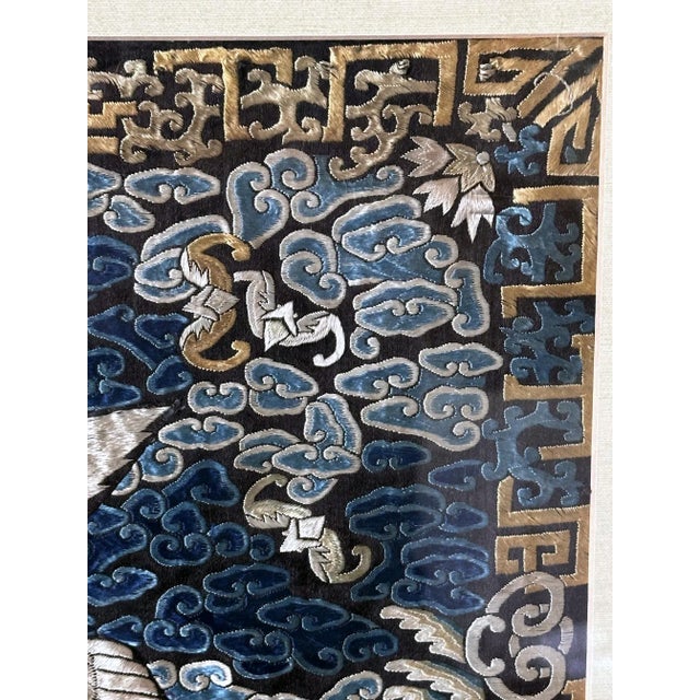 Asian Antique Late 19th Century Framed Chinese Qing Dynasty Embroidered Sixth Rank Badge For Sale - Image 3 of 10