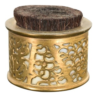 Tiffany Studios New York Grapevine Pattern Bronze Doré and Favrile Slag Glass Pen Brush For Sale