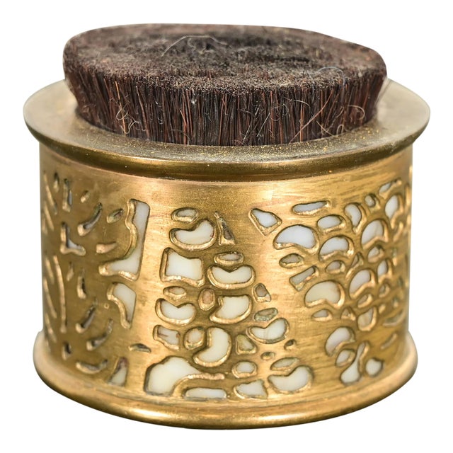 Tiffany Studios New York Grapevine Pattern Bronze Doré and Favrile Slag Glass Pen Brush For Sale