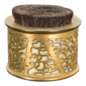 Tiffany Studios New York Grapevine Pattern Bronze Doré and Favrile Slag Glass Pen Brush