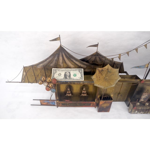 Signed Curtis Jere Brass Carnival Scene Ferris Wheel Wall Sculpture For Sale - Image 11 of 11