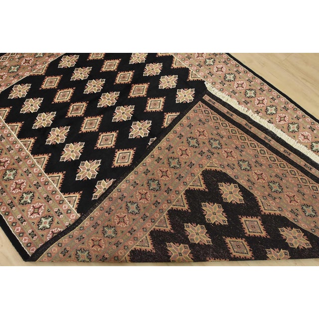 Bokhara Jaldar Rug 5’3” X 8’5” Black Wool Tribal Hand-Knotted Oriental Carpet For Sale - Image 11 of 12