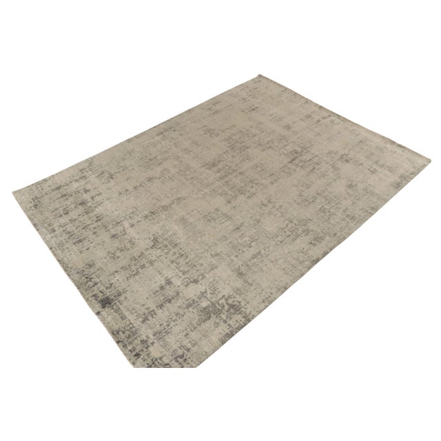 Modern Rug & Kilim’s Abstract Rug in Greige and Taupe Striae For Sale - Image 3 of 7