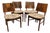 4 Mid Century Modern Burlwood Parquet Wood Dining Chairs For Sale
