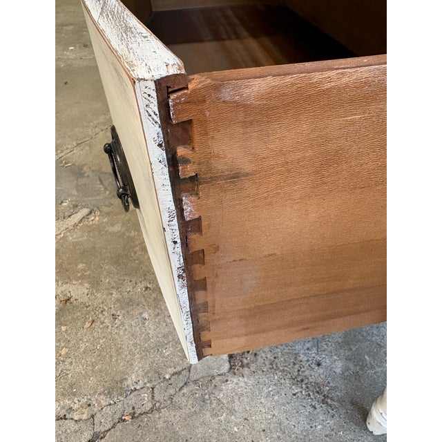 Wood Vintage Bowfront Chest of Drawers, Featuring Traditional Fluted Side Columns and Elegant Turned Legs. For Sale - Image 7 of 8