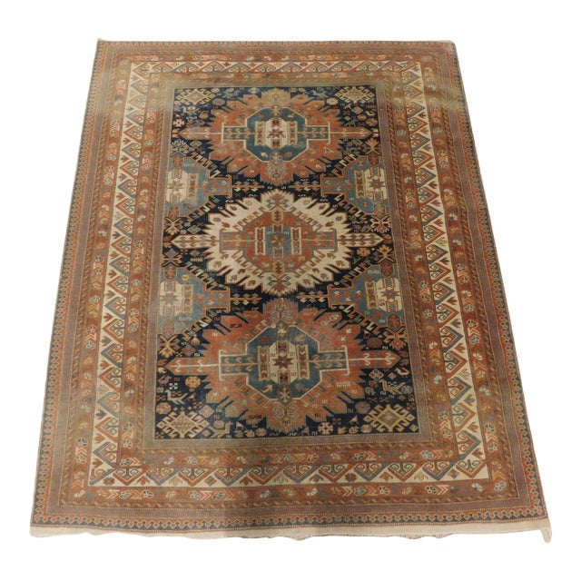Vintage Handmade Turkish Rug of Caucasian Design. 5'3"x 6'3" For Sale