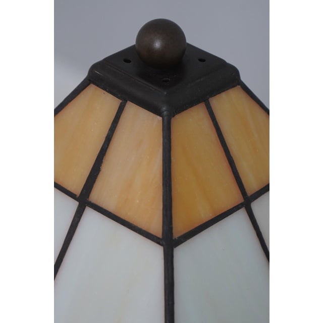 Mission Stickley Slag Glass Mission Oak Lamp For Sale - Image 3 of 12