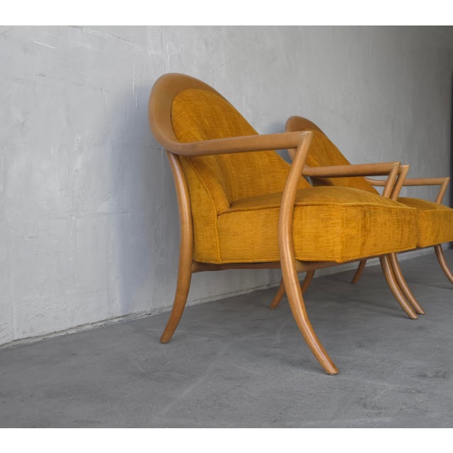 Goldenrod Pair of Mid Century Sabre Leg Lounge Chairs by Widdicomb For Sale - Image 8 of 9