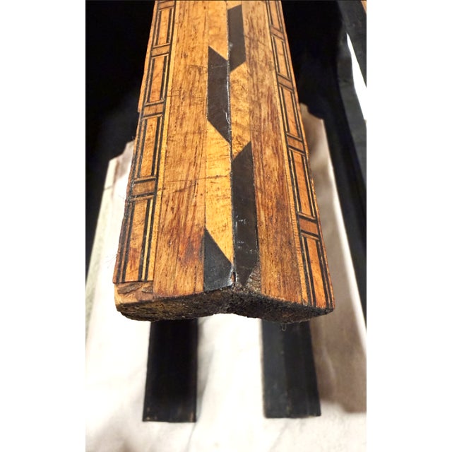 Brown Antique Moroccan Side Table With Shell and Wood Inlay For Sale - Image 8 of 11