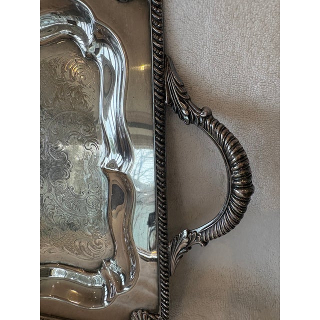 Silver Mid 20th Century Silver Rectangular Shaped Tray For Sale - Image 8 of 11