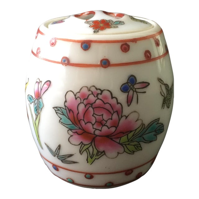 Vintage Chinese Jingdezhen Porcelain Lidded Ginger Jar Miniature For Sale