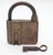 Antique brass Bavarian lever padlock with a crown emblem and the word "Bayern", which translates to "Bavaria" in German....
