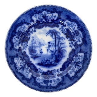 Vintage Doulton Burslem England Flow Blue Plate For Sale