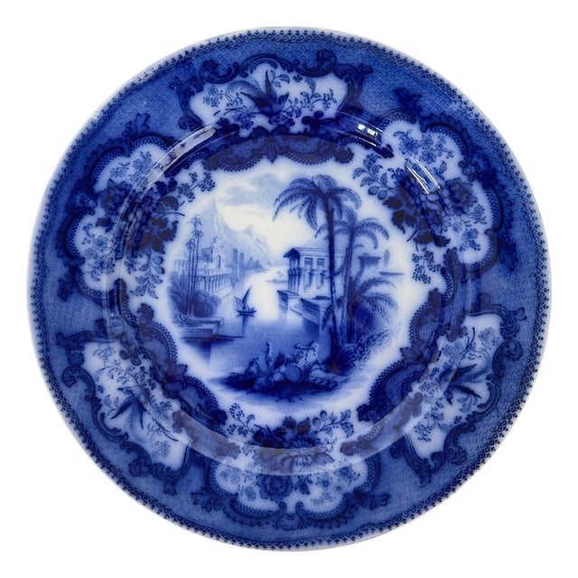 Vintage Doulton Burslem England Flow Blue Plate For Sale