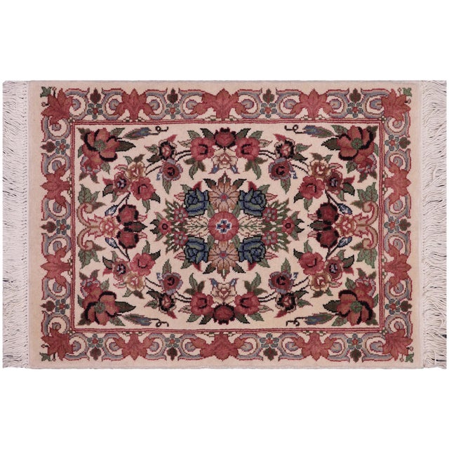 Beige Shabby Chic Pak-Persian Beige/Green Wool Rug - 1'7'' X 2'3'' For Sale - Image 8 of 9