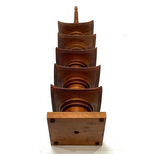 the charming wooden model depicting the traditional Japanese temple architecture called the "Five-story Pagoda" (Gojunotu)...