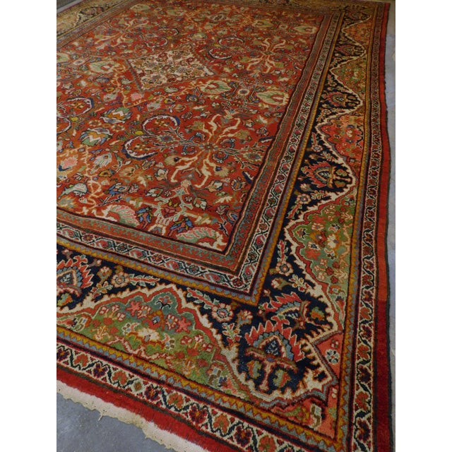 Vintage Persian Mahal Rug. Size: 10'4"x 14' Origin: Persia Design: Stylized floral Material: Wool pile on cotton...