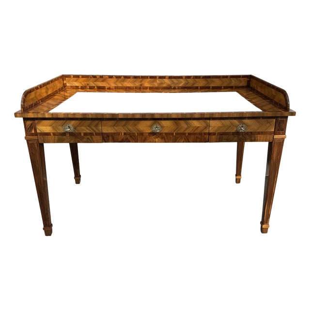 Antique Marquetry Writing Desk in Walnut and Exotic Veneers, 1700s For Sale