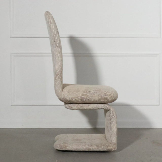 90s Milo Baughman for Carson's Textured Palm Cantilever Rolling Swivel Dining Chairs - Set of 6 For Sale In Tampa - Image 6 of 12