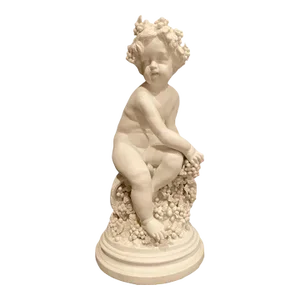 Antique Badesse Statue of Bacchus Putti Cherub French Bisque Decor Signed