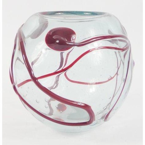 Contemporary 1988 Hand Blown Art Glass Vase Signed by Lewis Haynes For Sale - Image 3 of 4